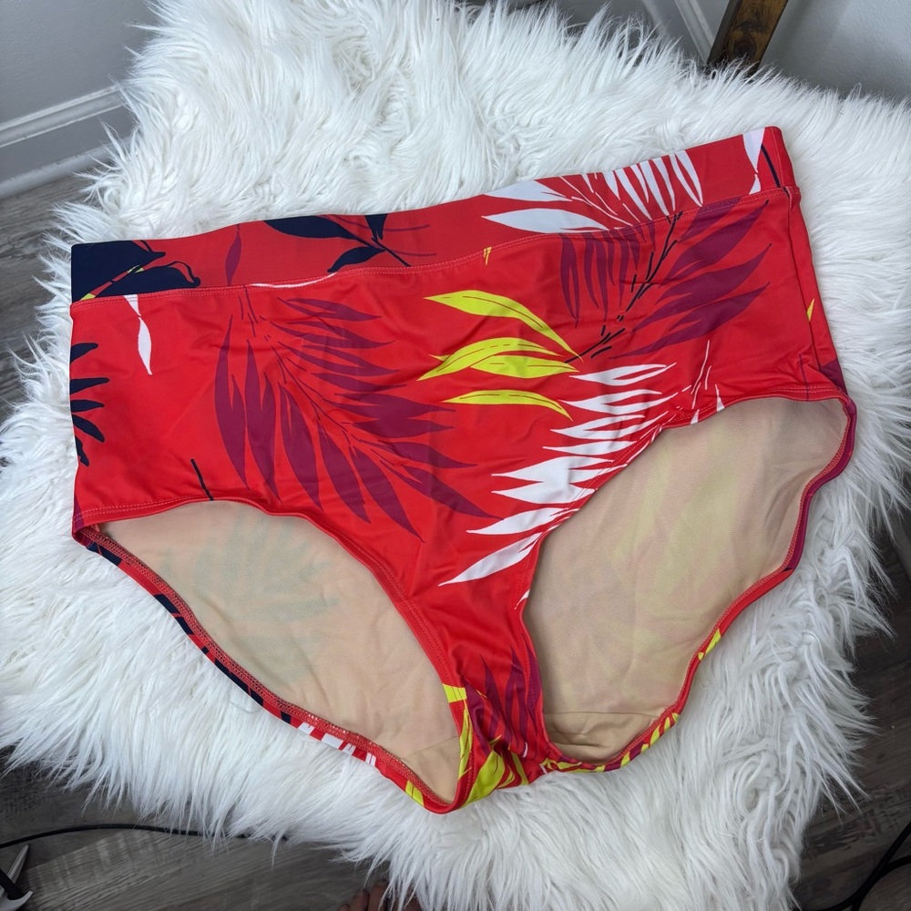 Swim by Cacique Tropical Red High-Waisted Bikini Bottoms 20